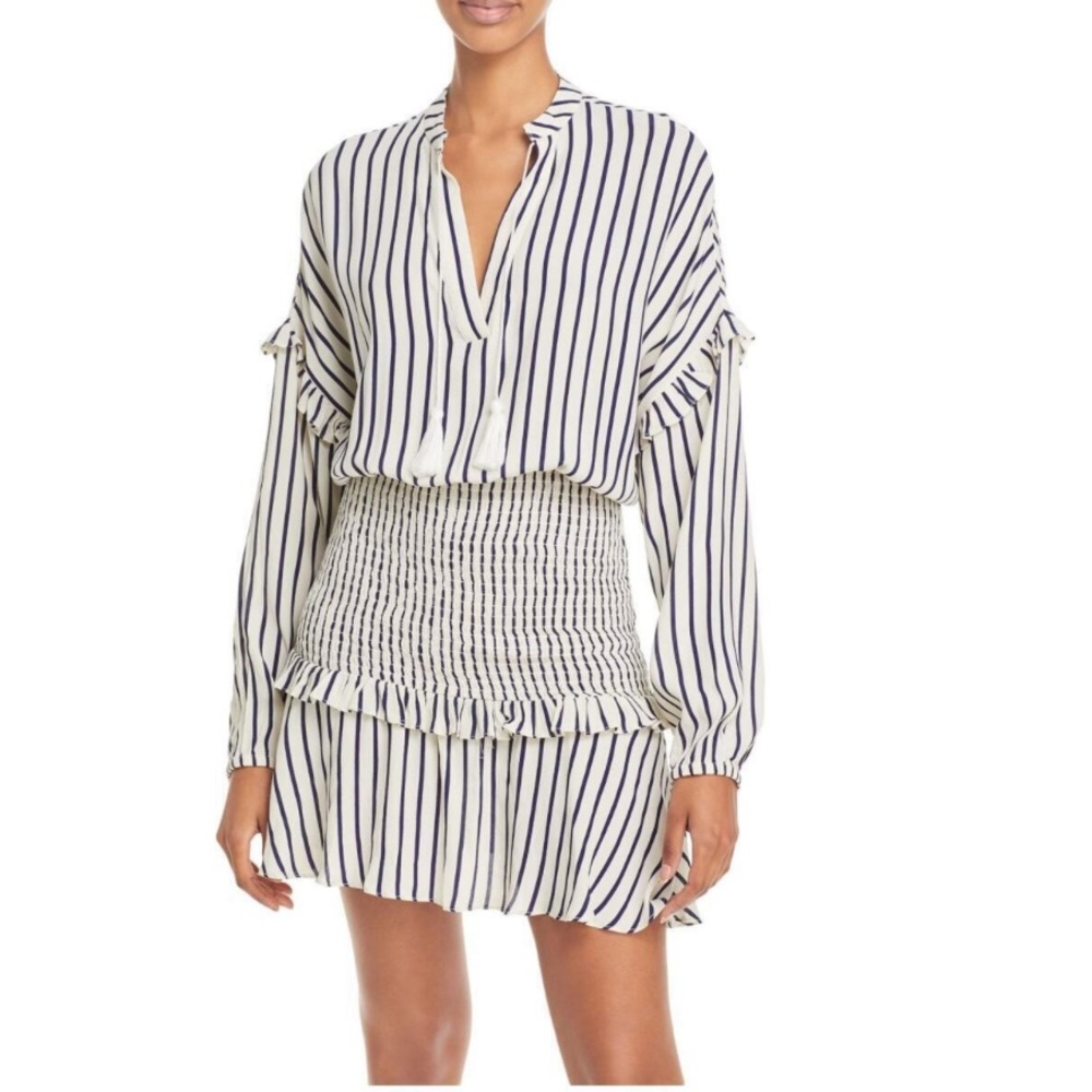 Aqua Cream and Navy Striped Mini Dress